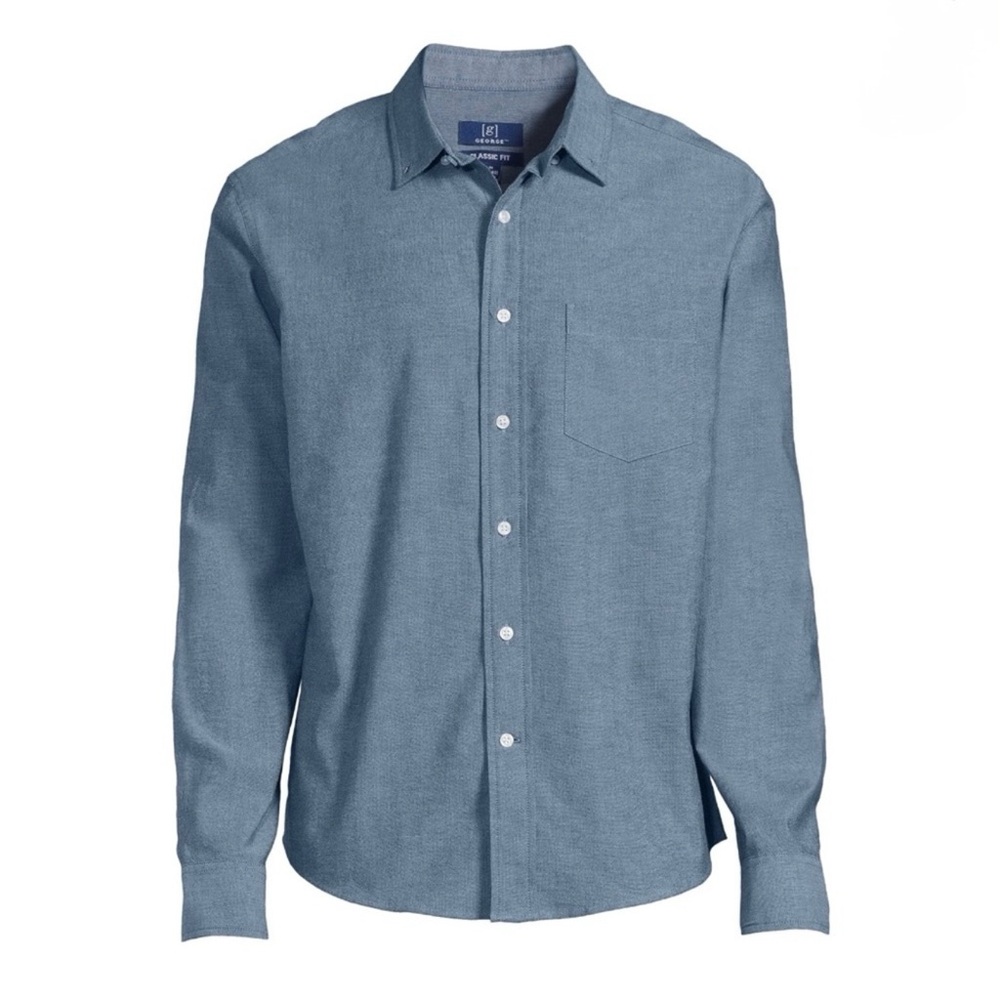 NWT George Men's Long Sleeve Poplin Button-Up Shirt size: 3XL